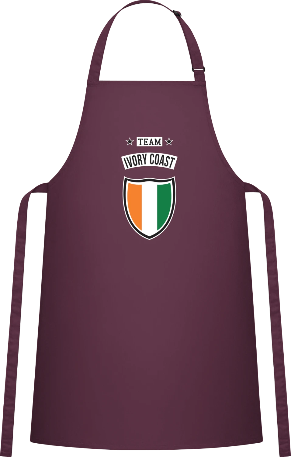 Team Ivory Coast - Aubergine Cotton Bib Apron - Front