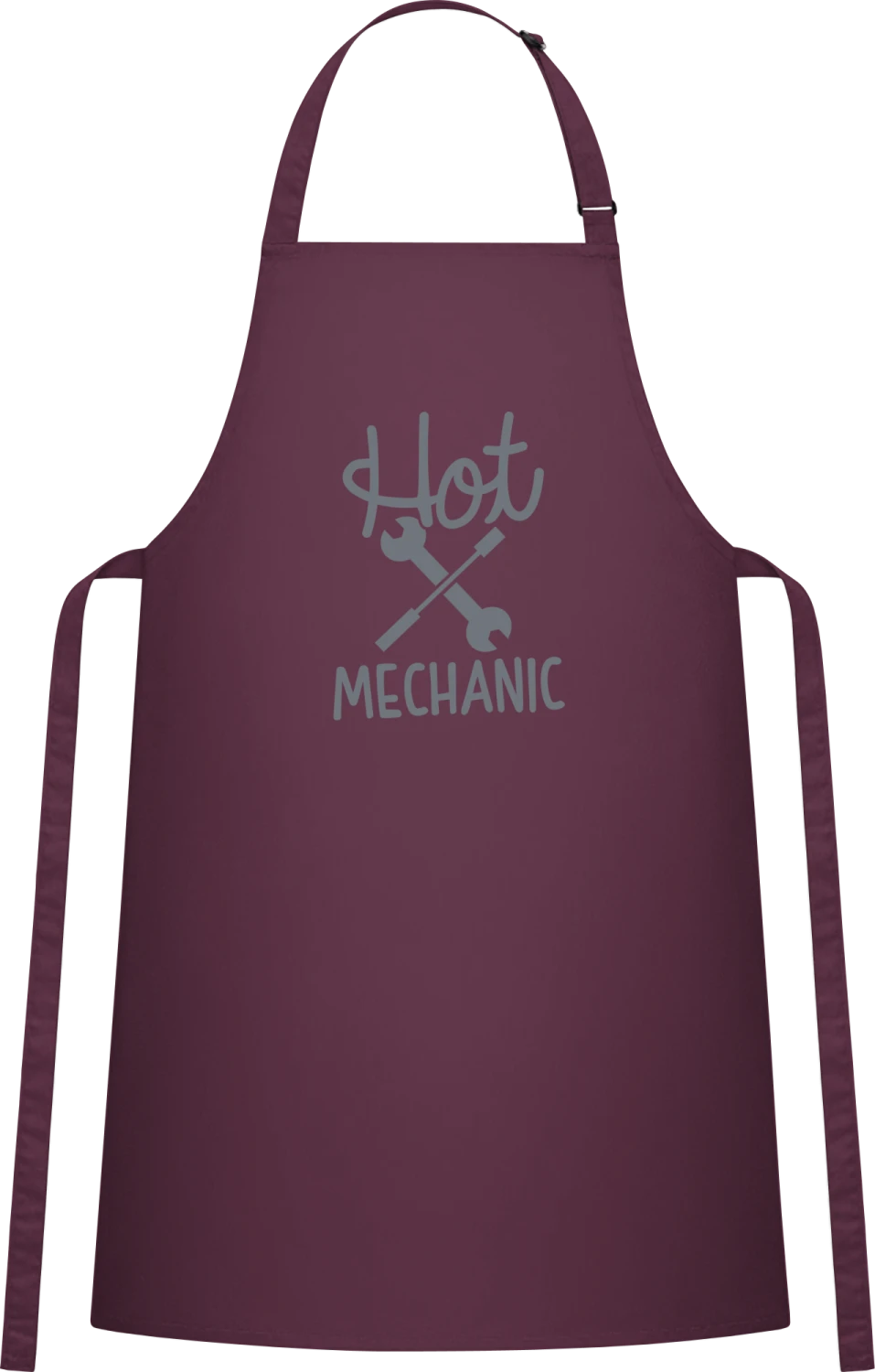 Hot Mechanic - Aubergine Cotton Bib Apron - Front