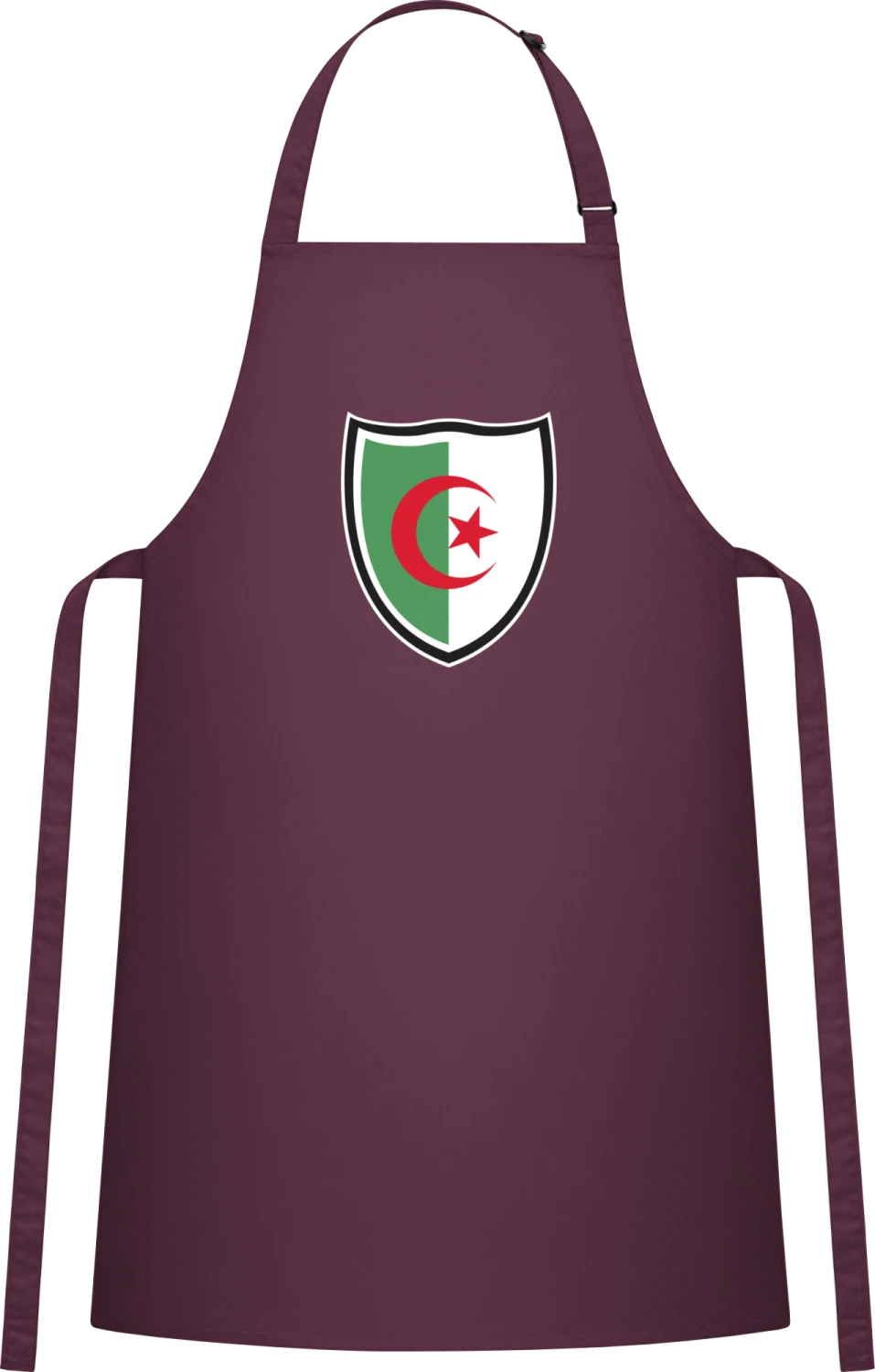 Algeria Flag Shield - Aubergine Cotton Bib Apron - Front