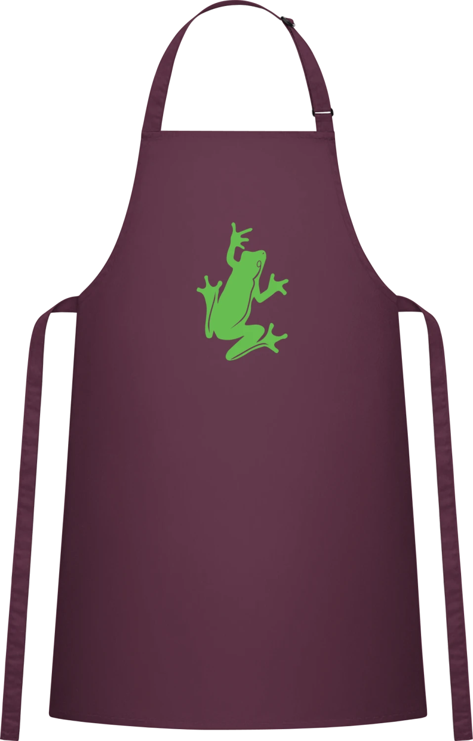 Frog Illustration - Aubergine Cotton Bib Apron - Front