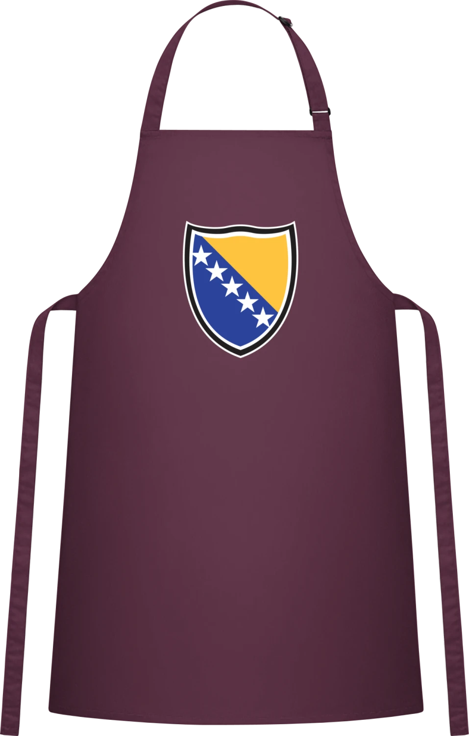 Bosnia Shield - Aubergine Cotton Bib Apron - Front