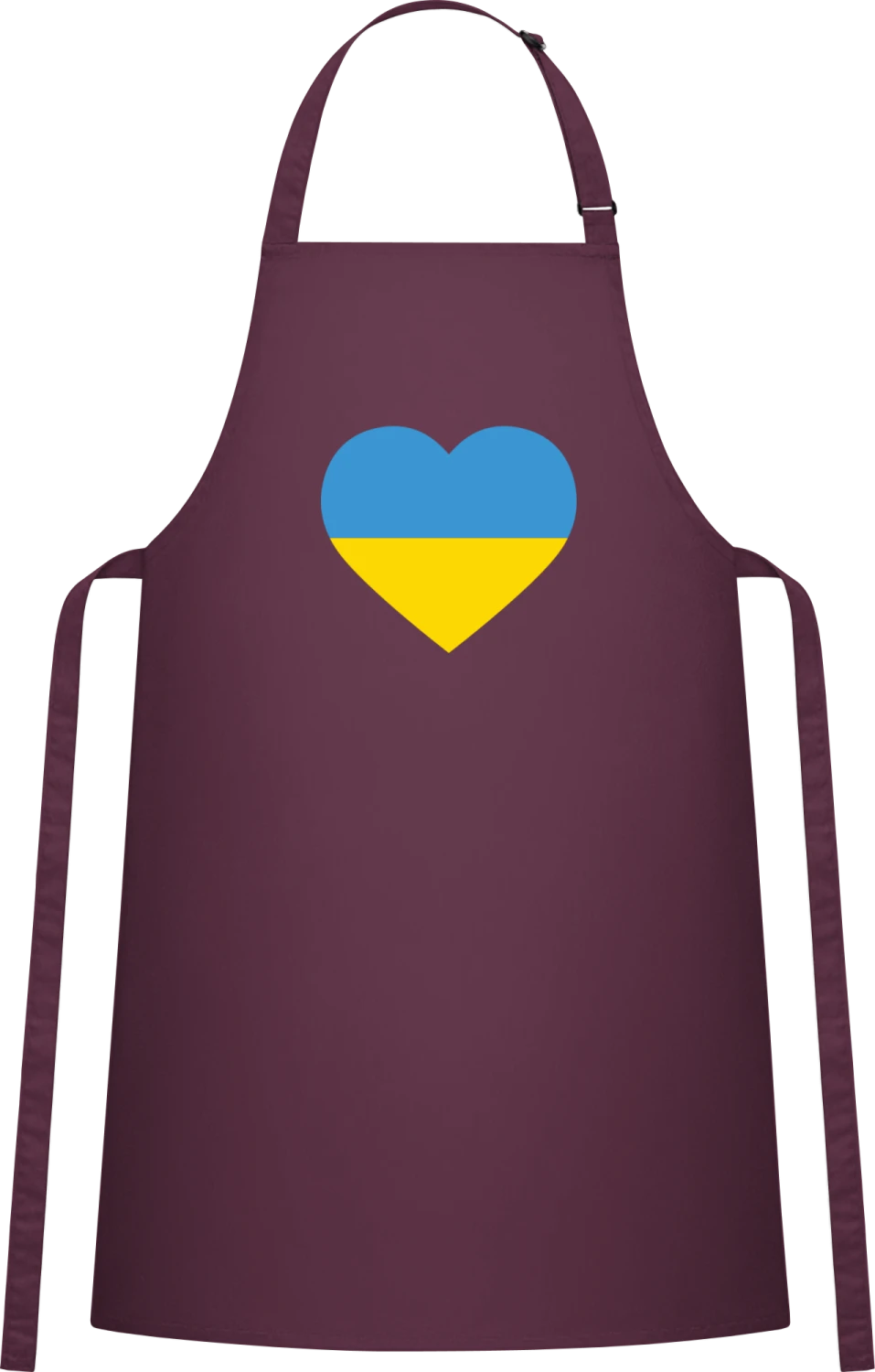 Ukraine Heart Flag - Aubergine Cotton Bib Apron - Front