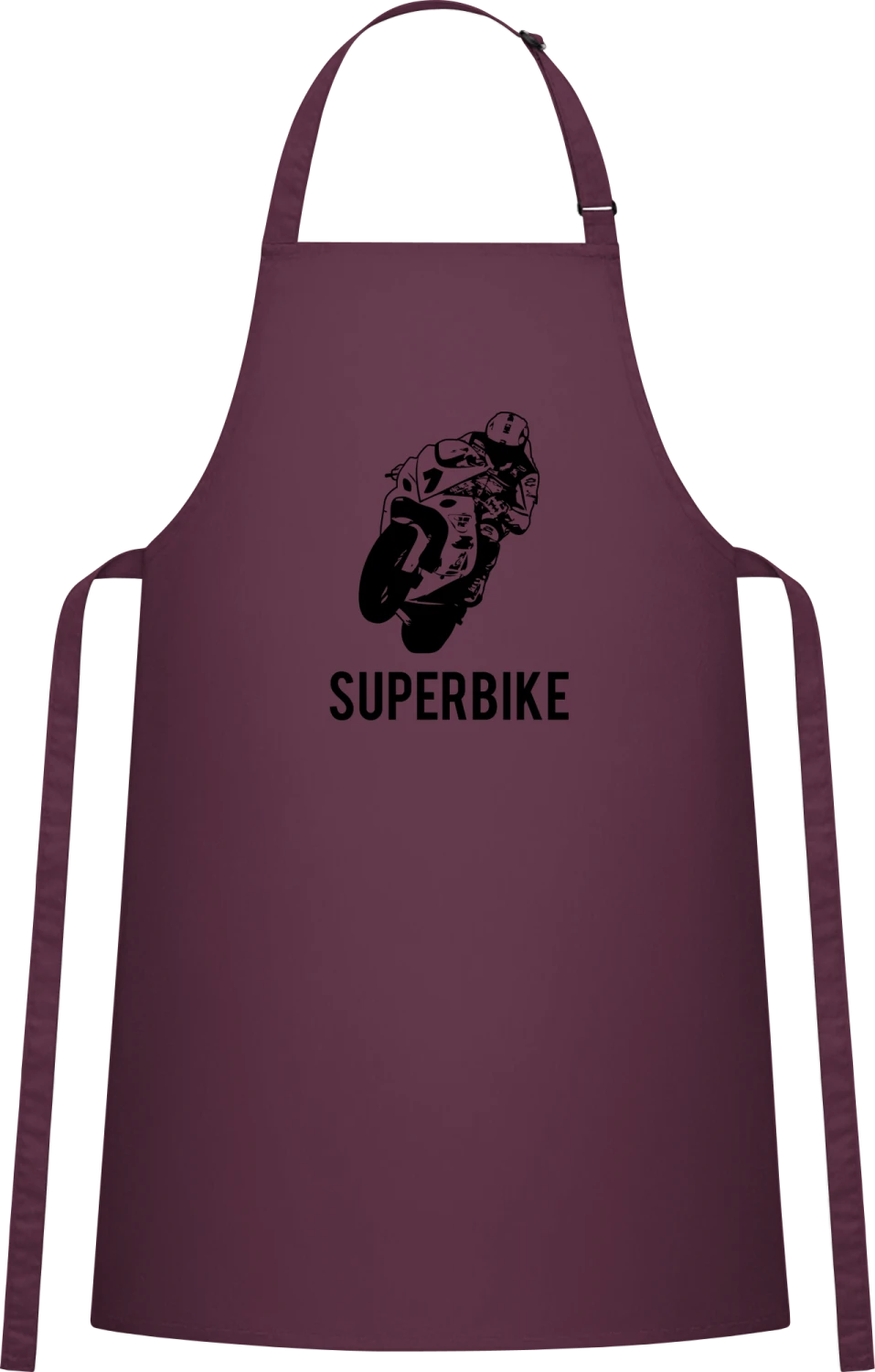 Superbike - Aubergine Cotton Bib Apron - Front