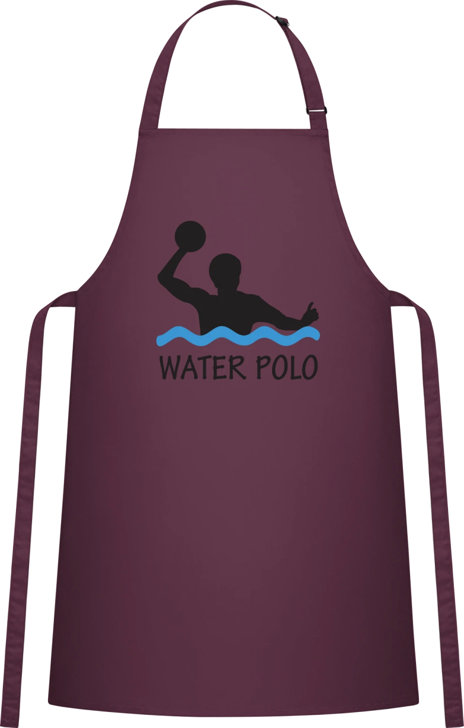 Water Polo Illustration - Aubergine Cotton Bib Apron - Front