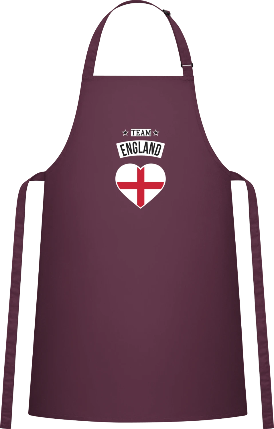 Team England Heart - Aubergine Cotton Bib Apron - Front