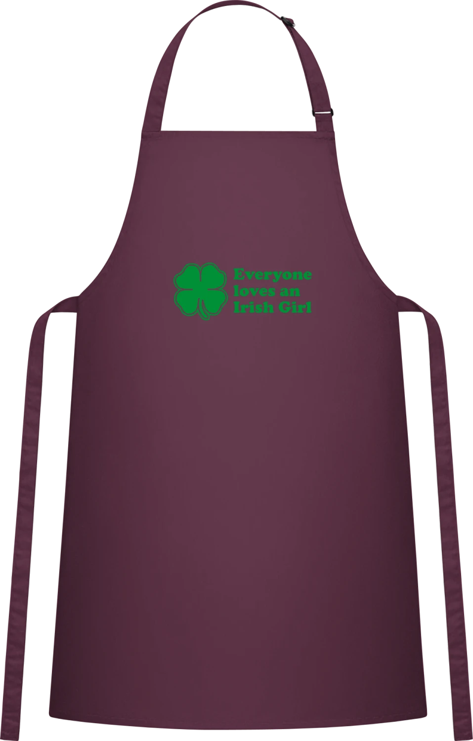 Everyone Loves An Irish Girl - Aubergine Cotton Bib Apron - Front