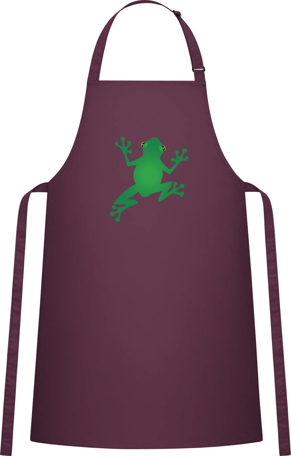 Green Frog - Aubergine Cotton Bib Apron - Front