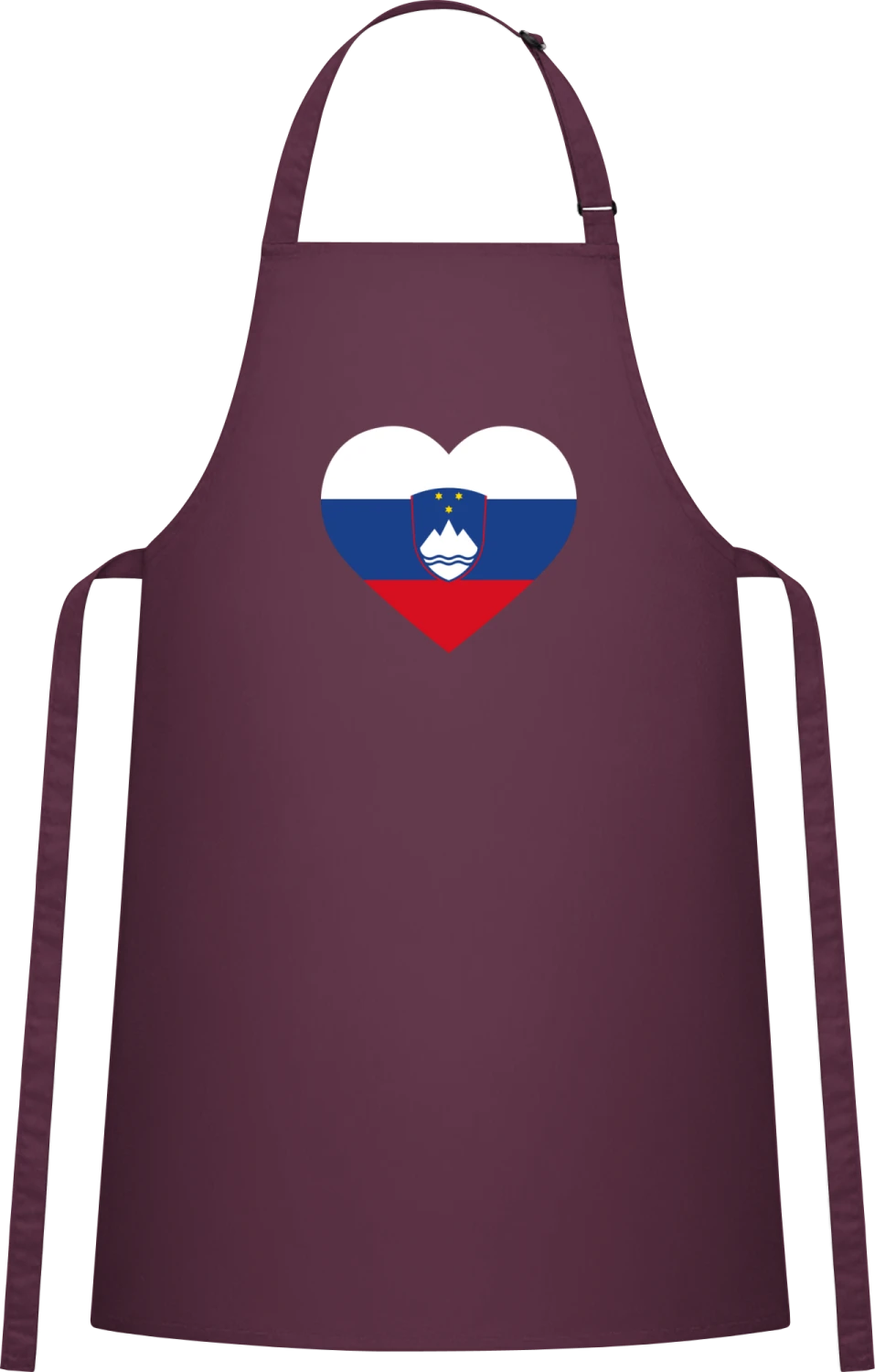 Slovenia Heart Flag - Aubergine Cotton Bib Apron - Front