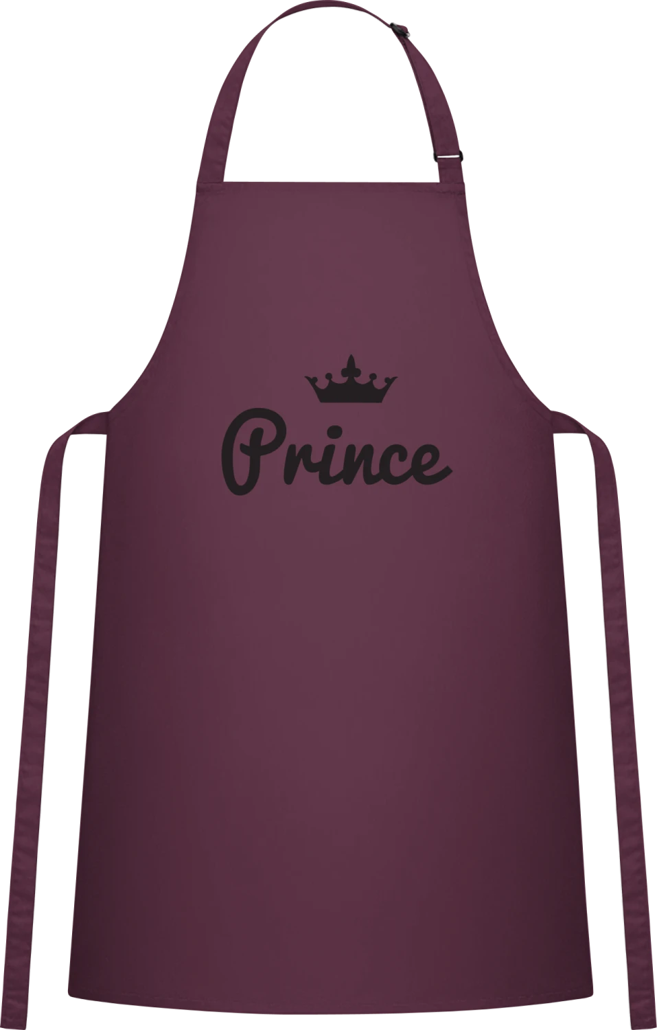 Prince Crown - Aubergine Cotton Bib Apron - Front