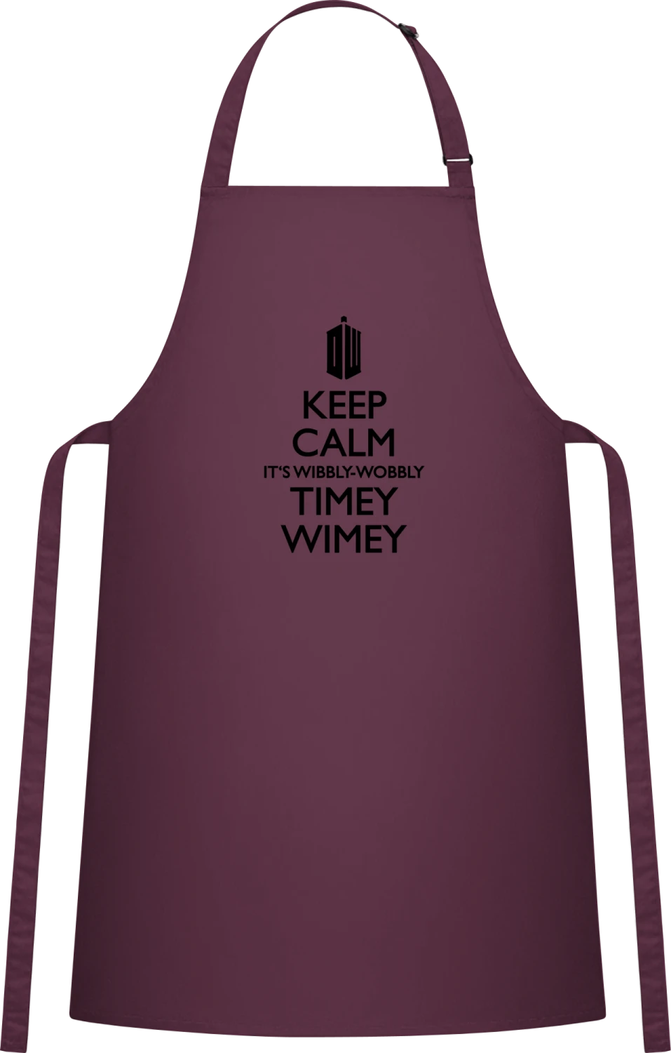 Timey Wimey - Aubergine Cotton Bib Apron - Front