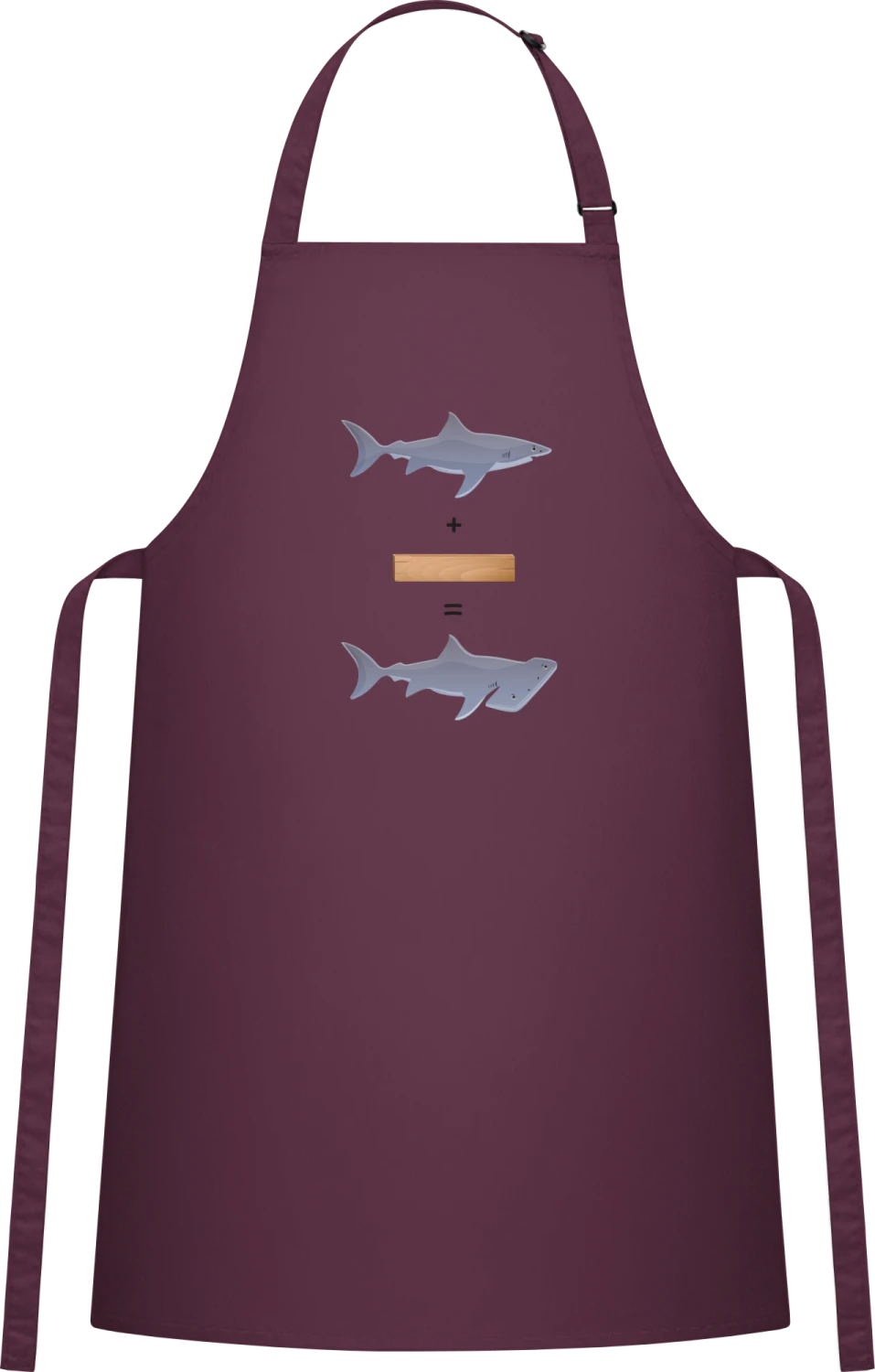 The Shark Story - Aubergine Cotton Bib Apron - Front