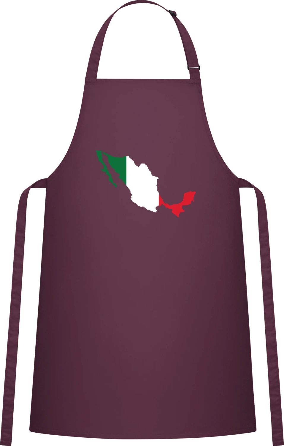 Mexico Map - Aubergine Cotton Bib Apron - Front