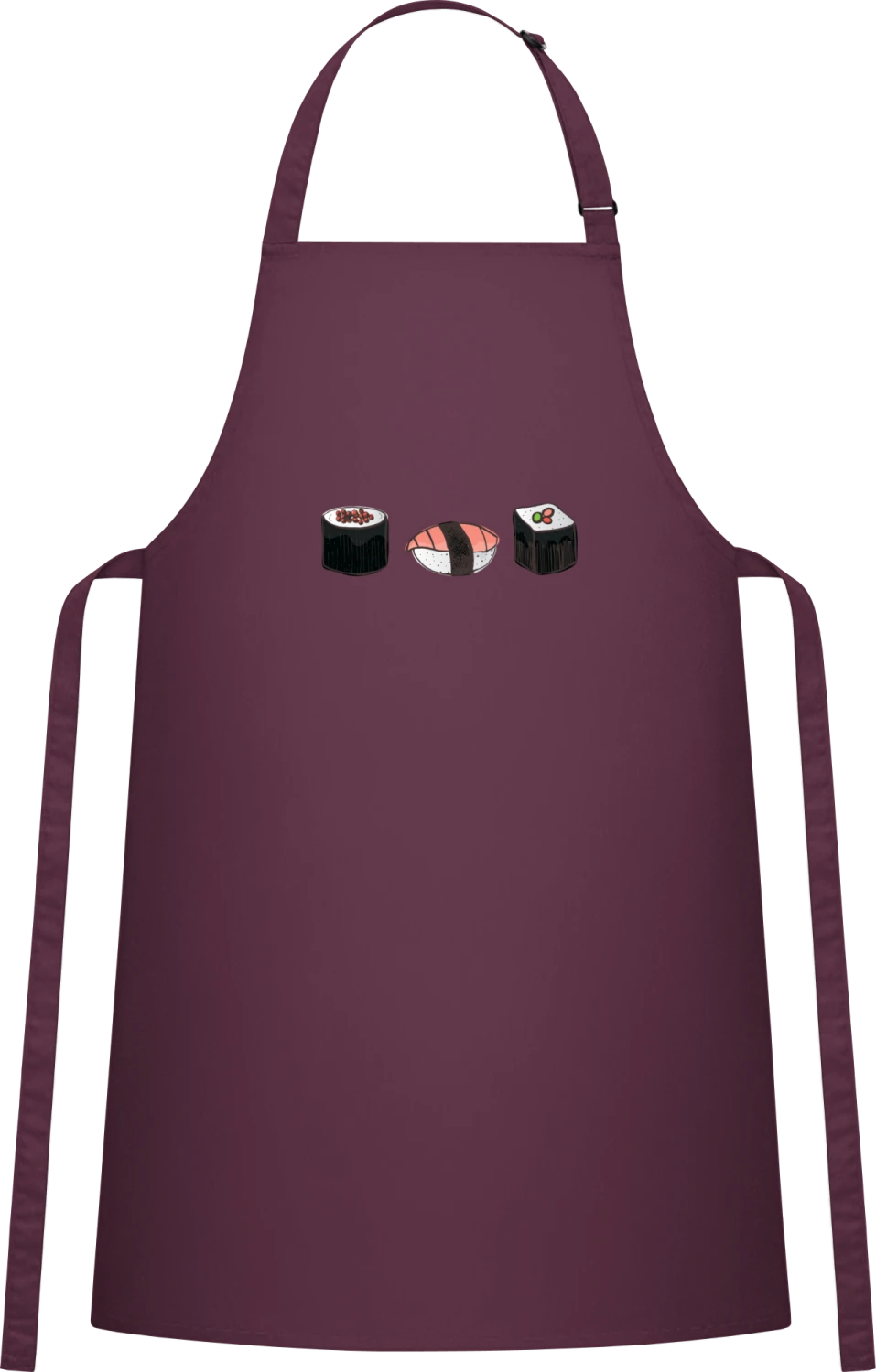 Sushi - Aubergine Cotton Bib Apron - Front