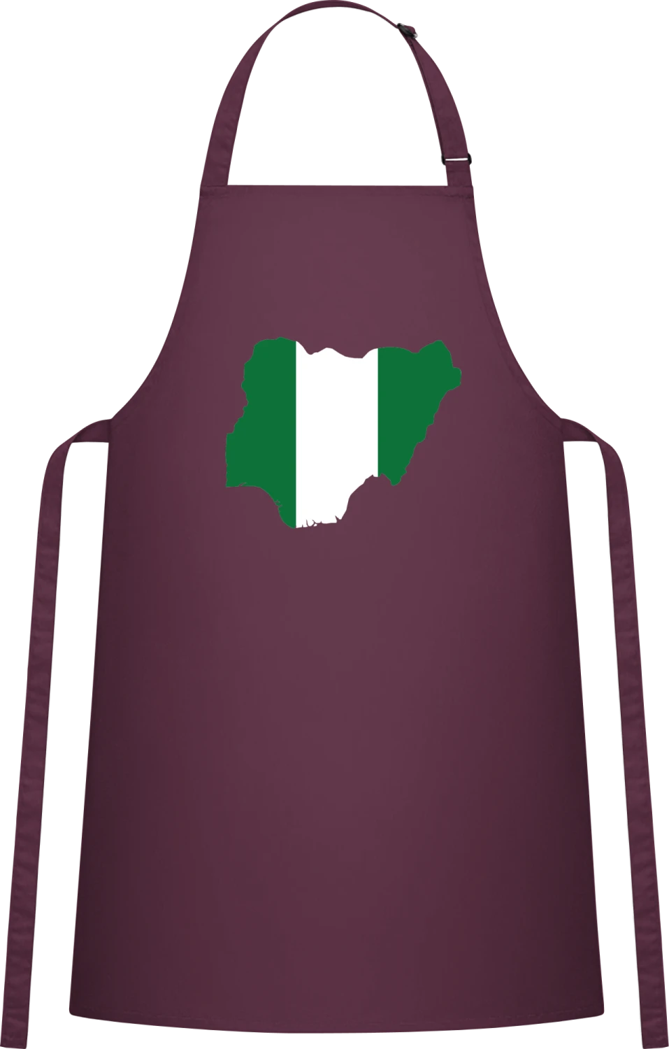 Nigeria Map Flag - Aubergine Cotton Bib Apron - Front