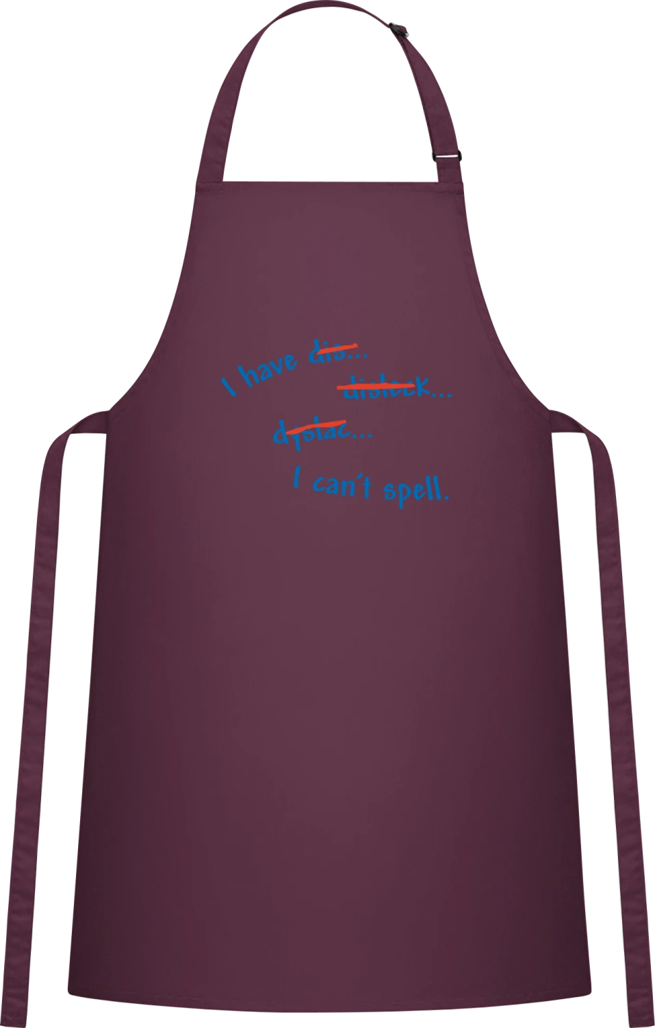 Dyslexia - Aubergine Cotton Bib Apron - Front