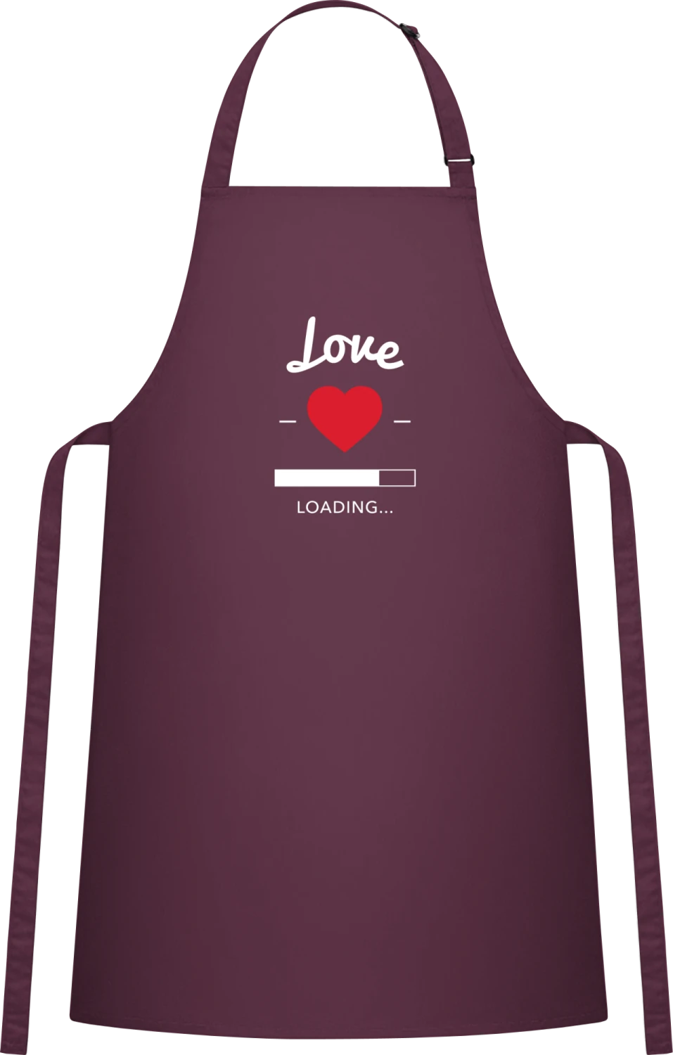 Love loading - Aubergine Cotton Bib Apron - Front