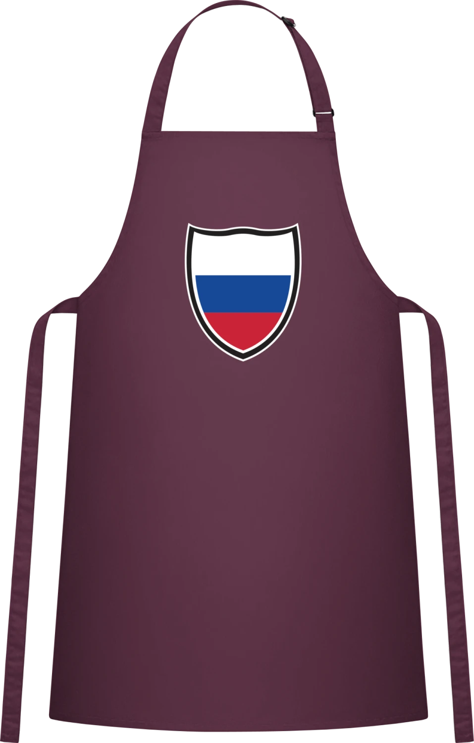 Russian Flag Shield - Aubergine Cotton Bib Apron - Front