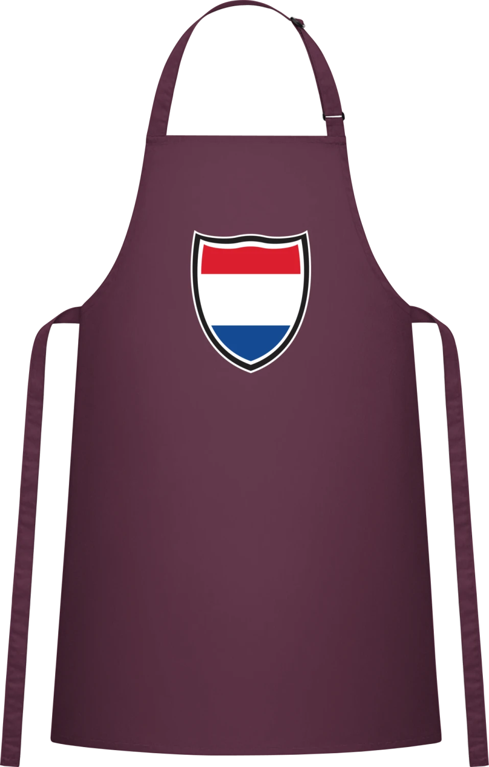 Netherlands Shield Flag - Aubergine Cotton Bib Apron - Front