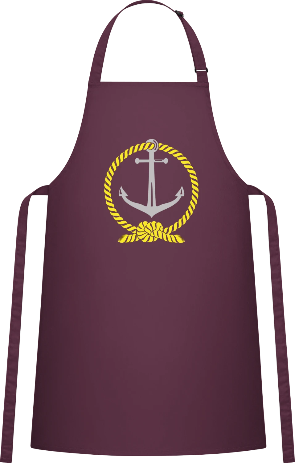 Anchor Sailor - Aubergine Cotton Bib Apron - Front