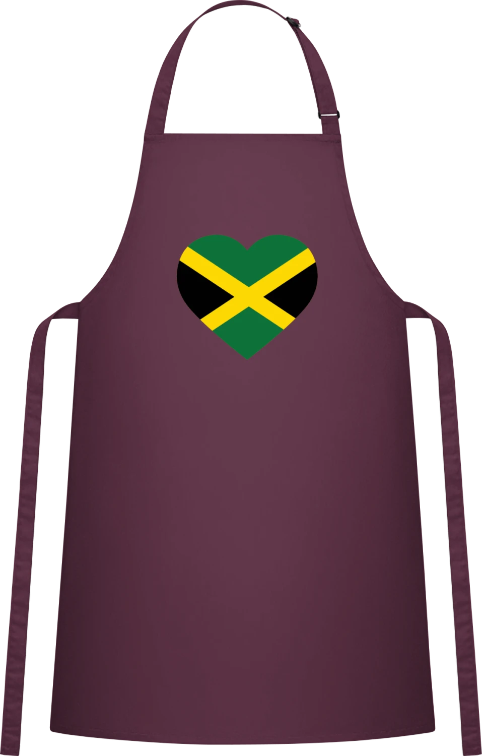 Jamaica Heart Flag - Aubergine Cotton Bib Apron - Front