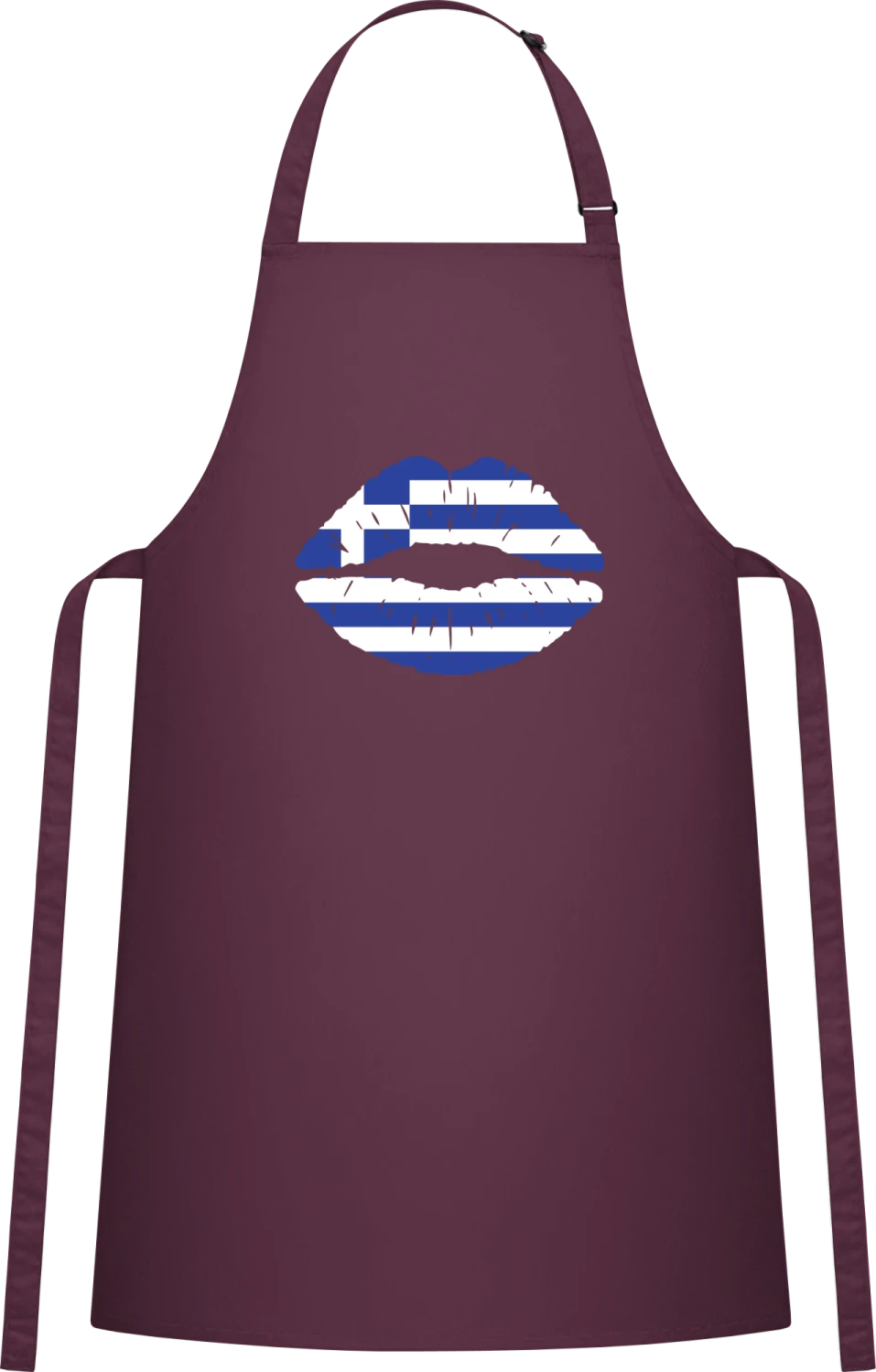 Greek Kiss Flag - Aubergine Cotton Bib Apron - Front