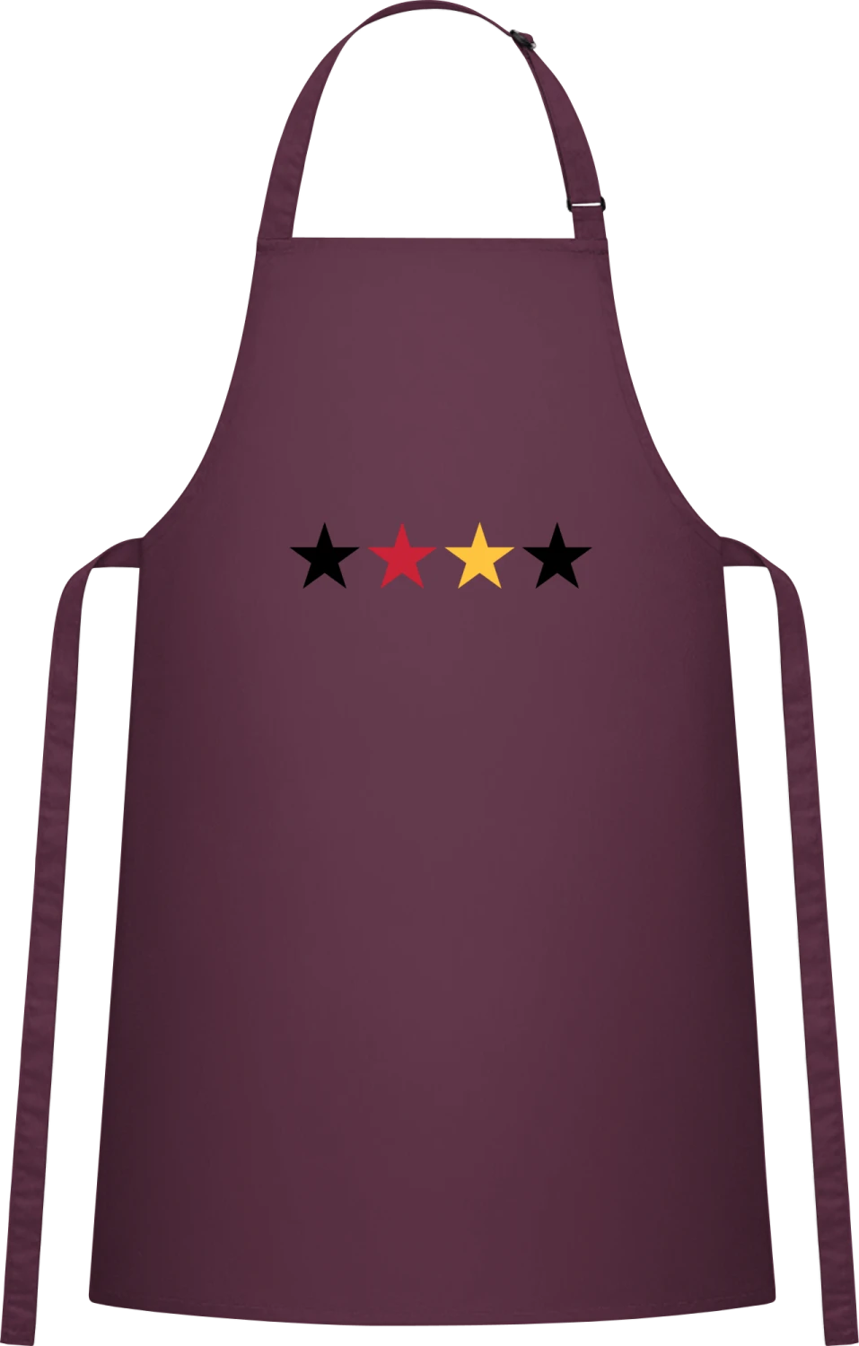 Four German Stars - Aubergine Cotton Bib Apron - Front