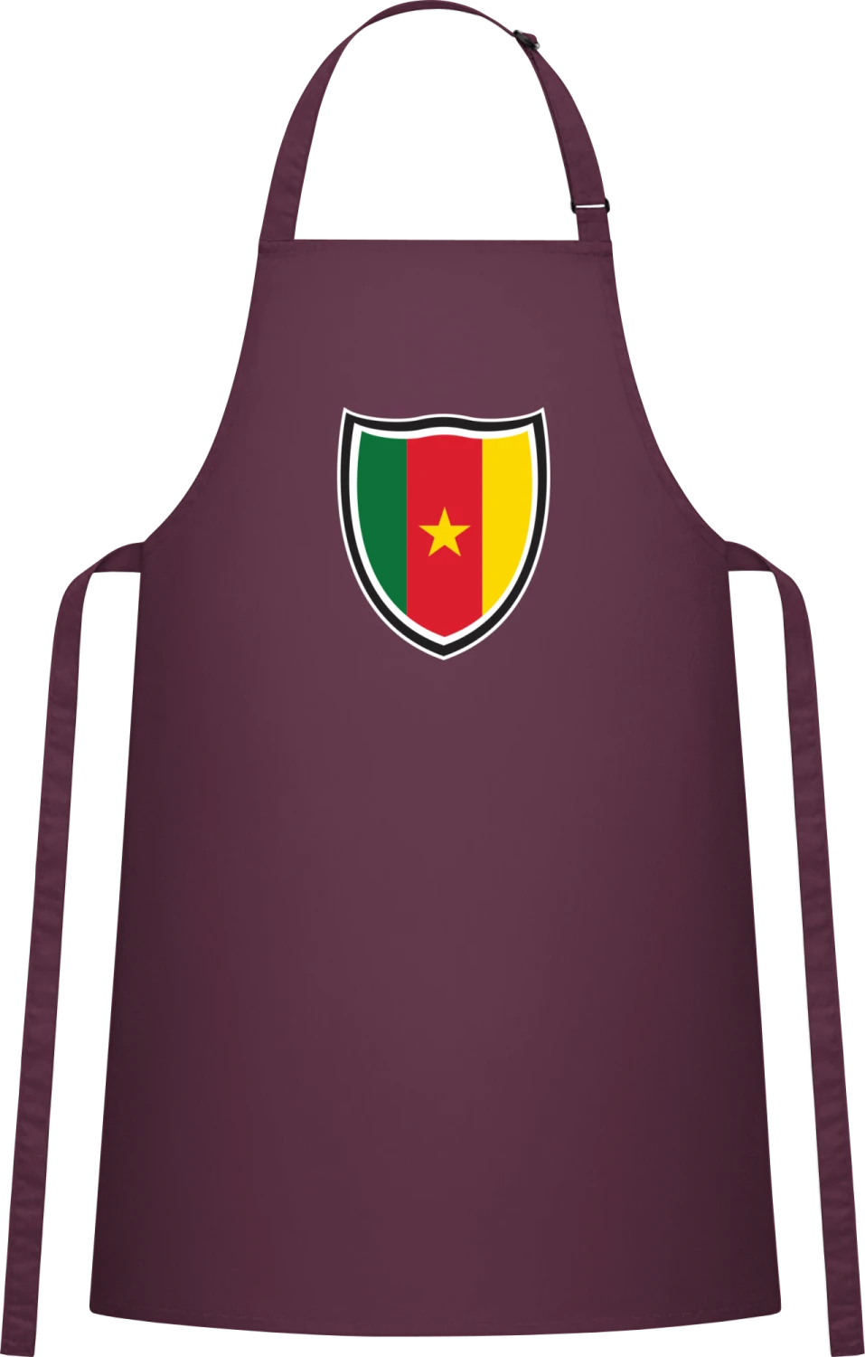 Cameroon Shield Flag - Aubergine Cotton Bib Apron - Front