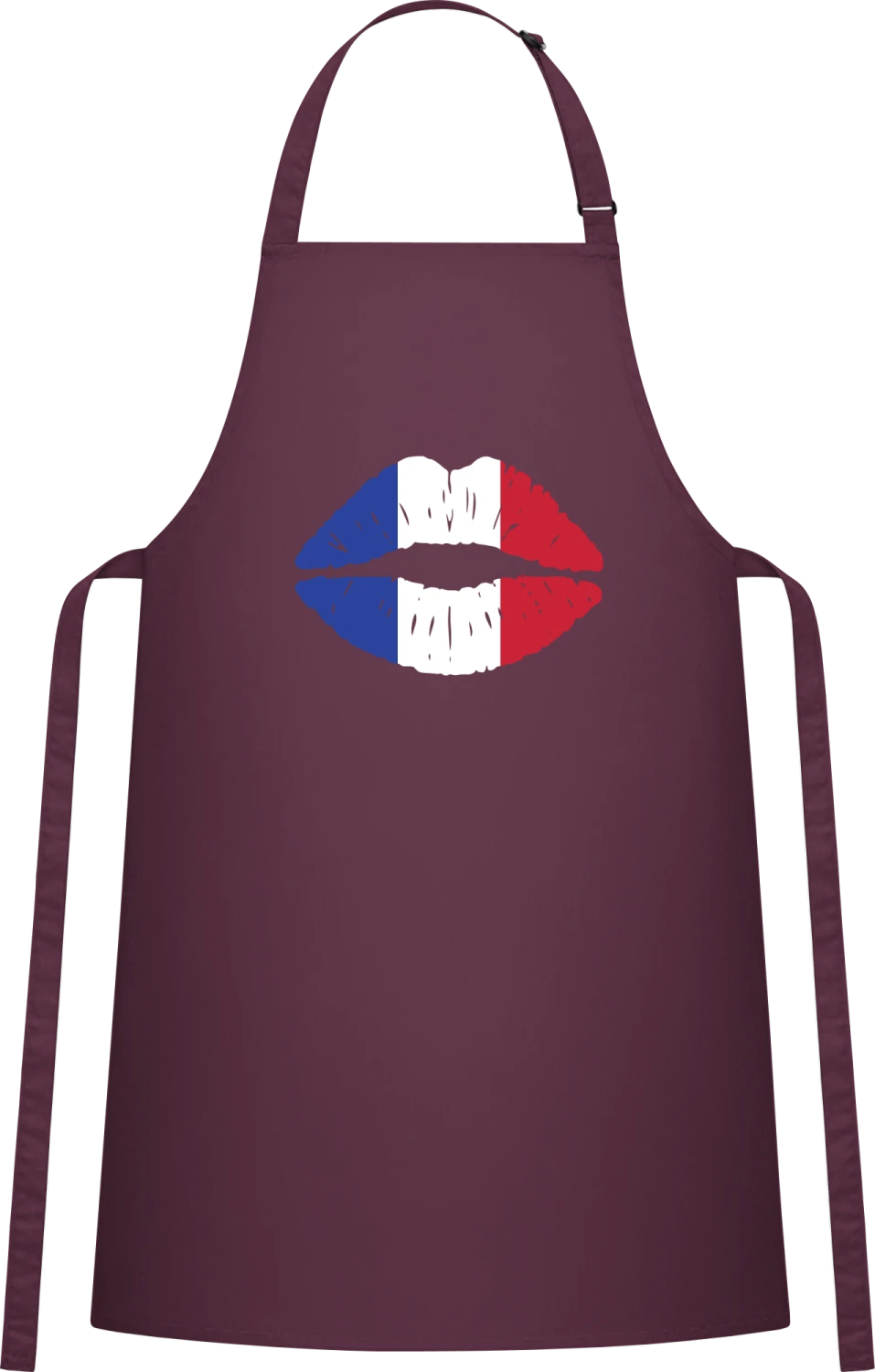 French Kiss Flag - Aubergine Cotton Bib Apron - Front