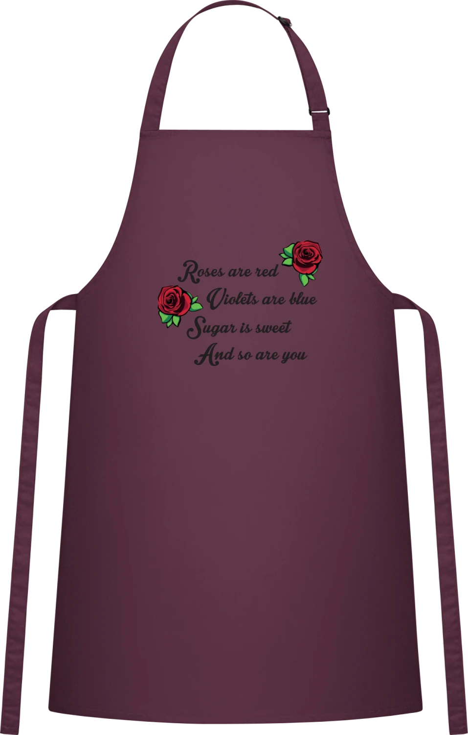 Roses Are Red Violets Are Blue - Aubergine Cotton Bib Apron - Front