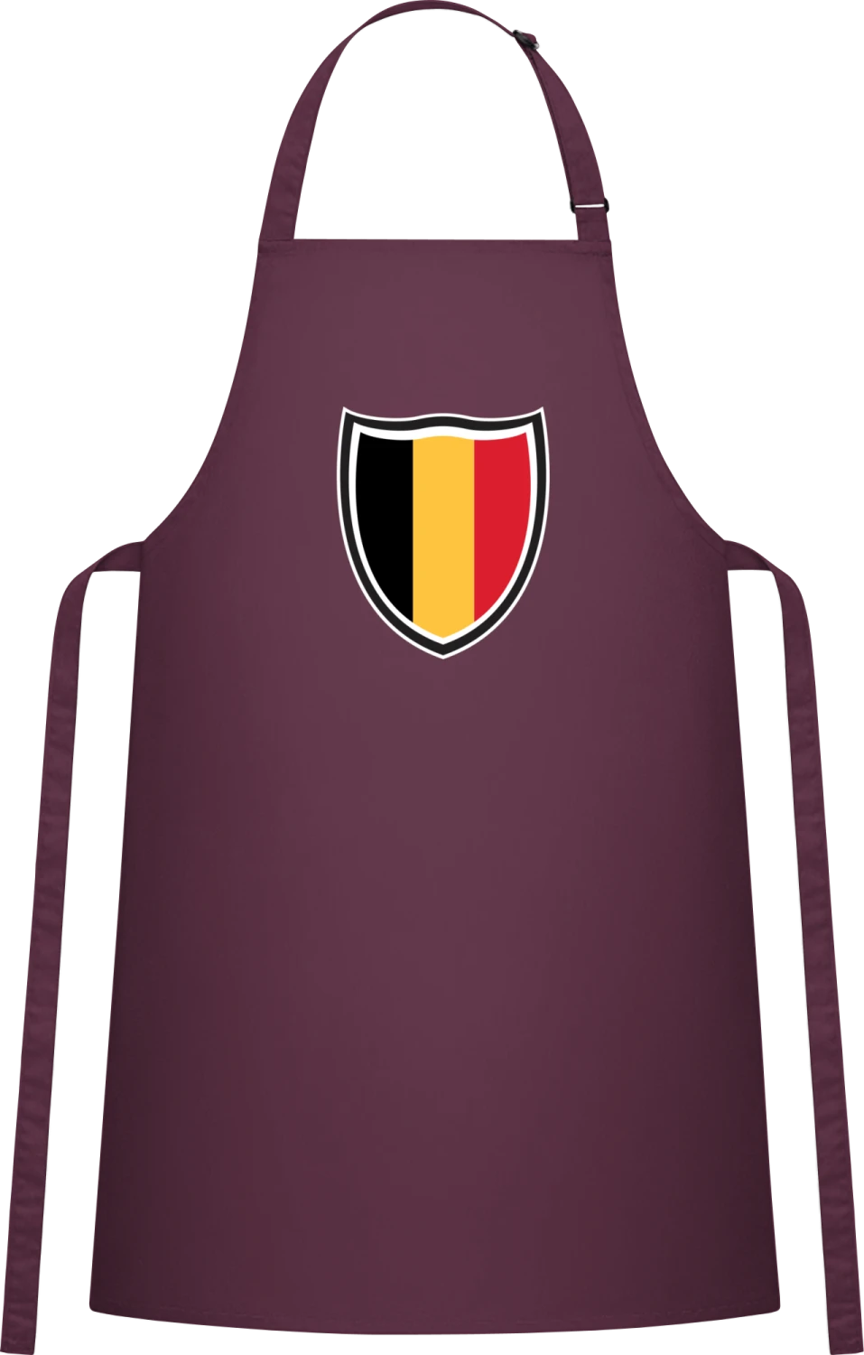 Belgium Shield Flag - Aubergine Cotton Bib Apron - Front