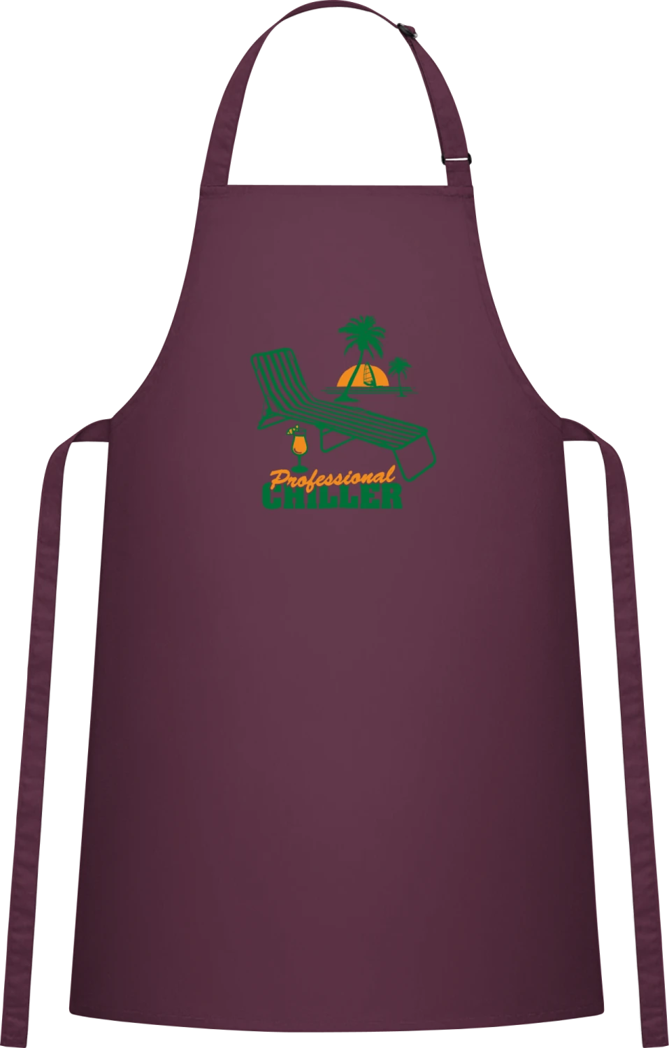 Professional Chiller - Aubergine Cotton Bib Apron - Front