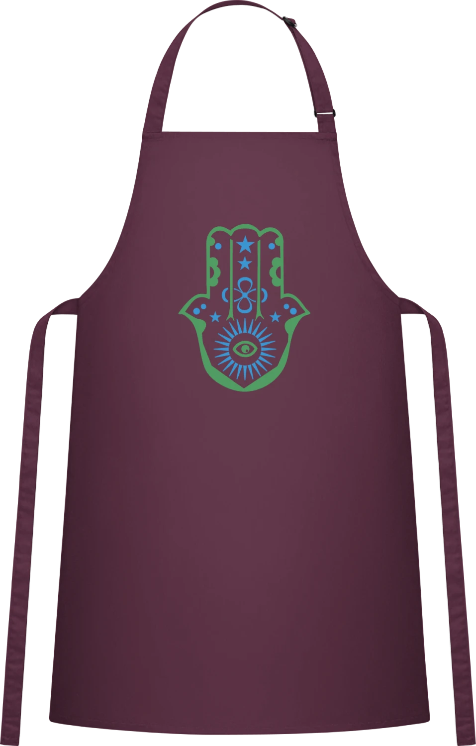 Hand der Fatima - Aubergine Cotton Bib Apron - Front