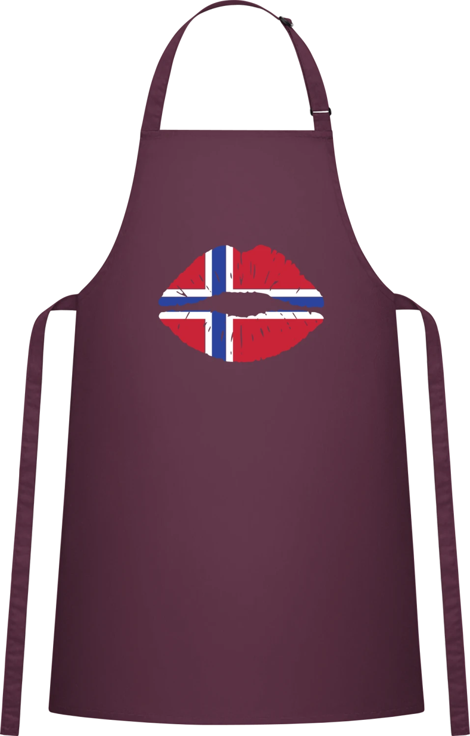 Norwegian Kiss Flag - Aubergine Cotton Bib Apron - Front