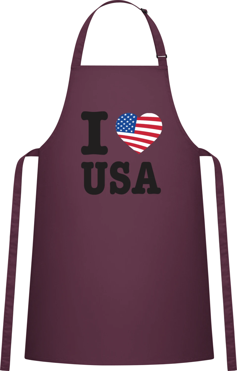 I Love USA - Aubergine Cotton Bib Apron - Front