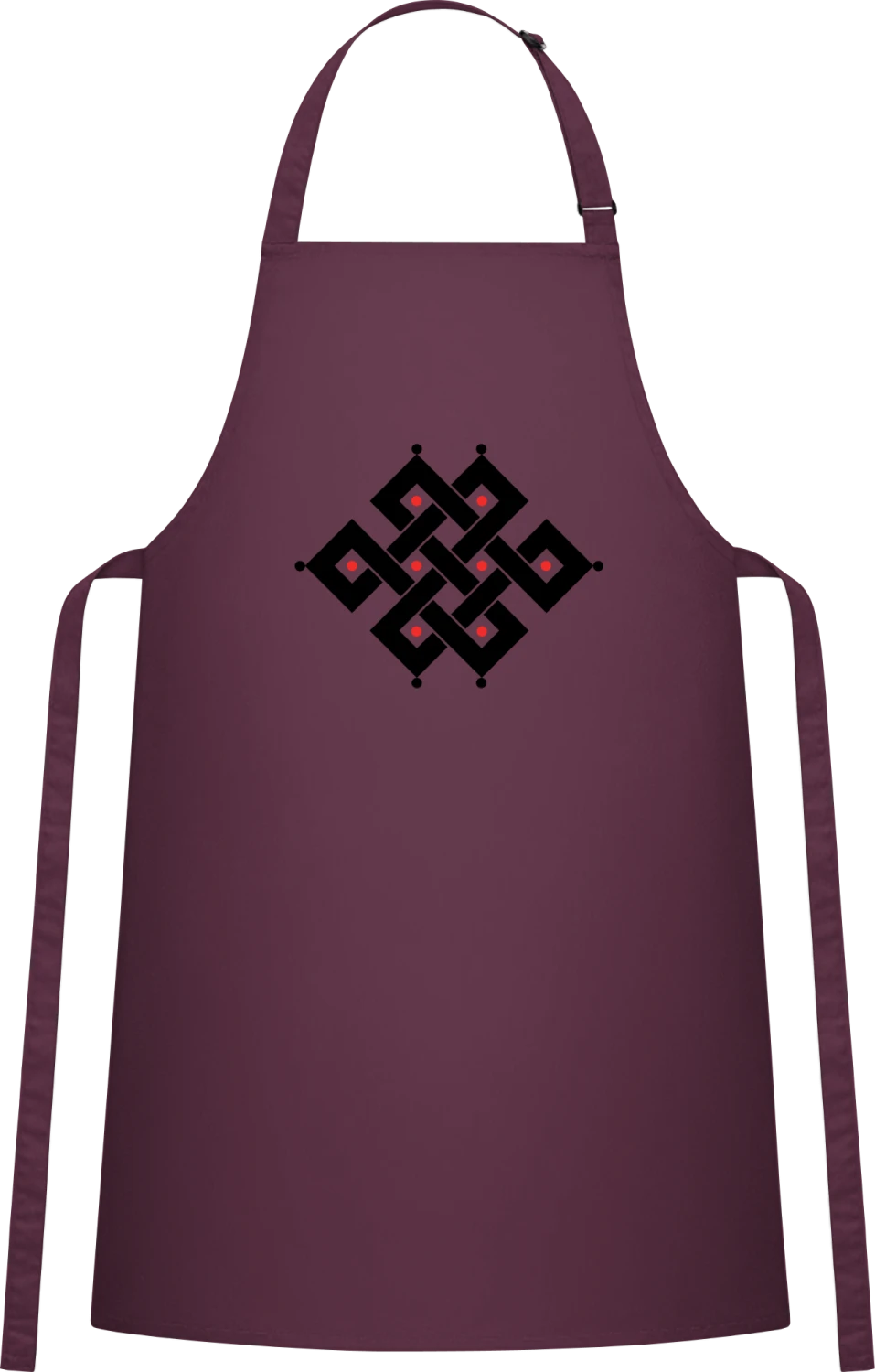 Eternal Knot Buddhism - Aubergine Cotton Bib Apron - Front