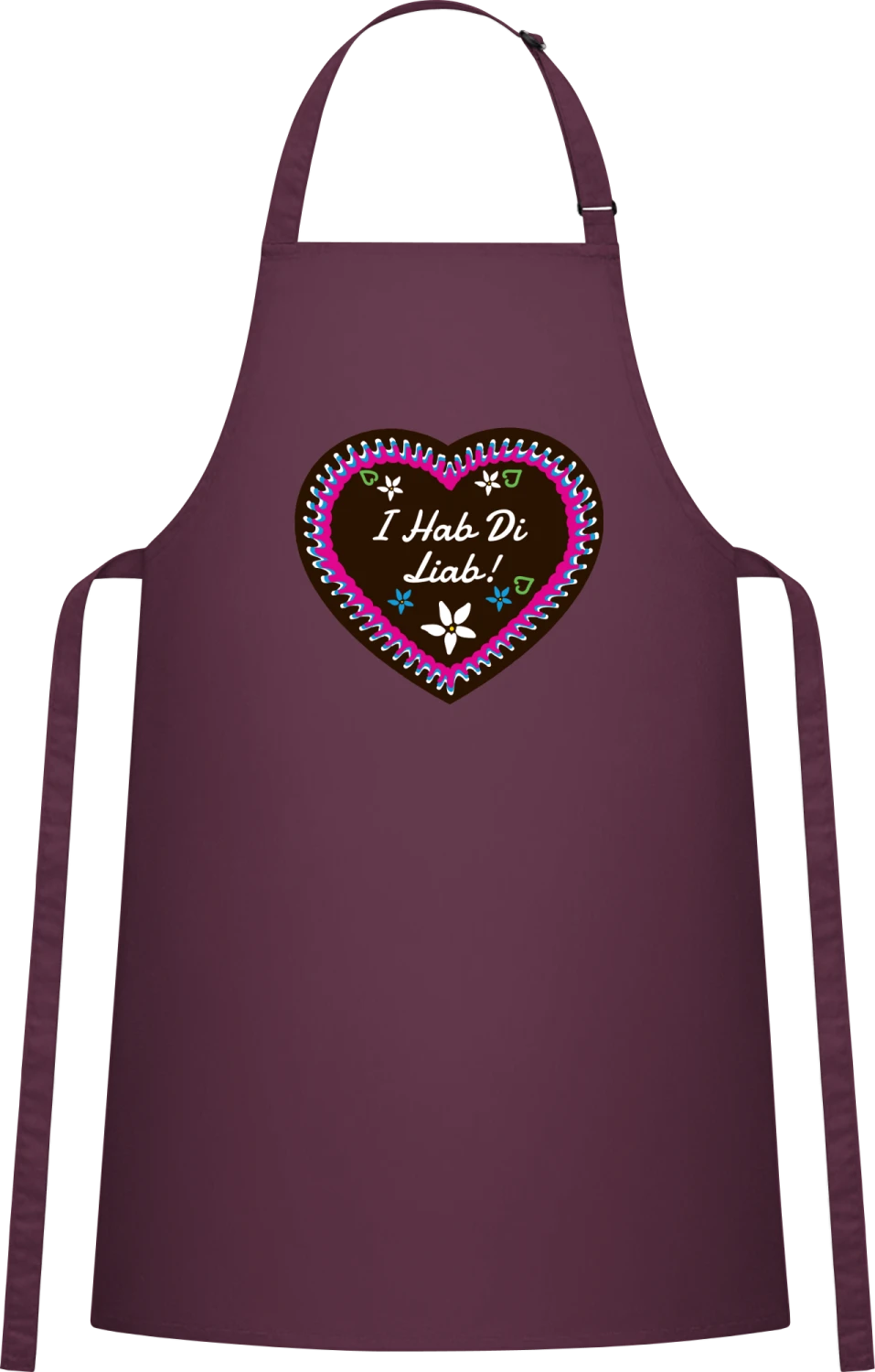 I hab di liab - Aubergine Cotton Bib Apron - Front