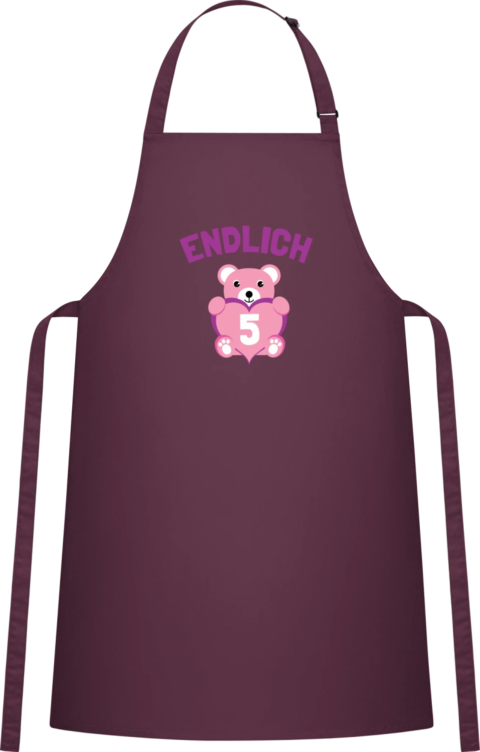 Endlich 5 - Aubergine Cotton Bib Apron - Front