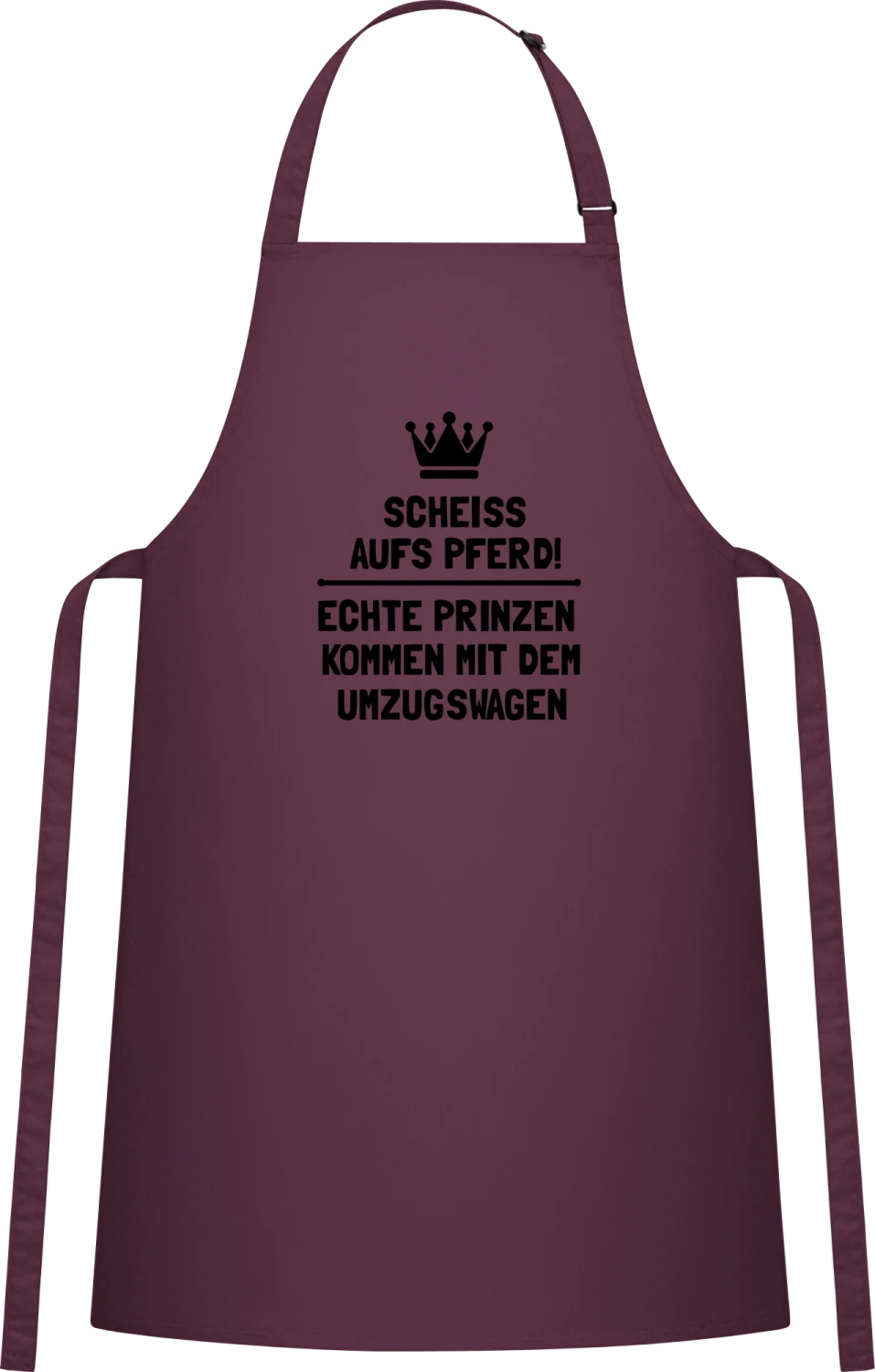 Echte Prinzen kommen mit dem Umzugswagen - Aubergine Cotton Bib Apron - Front