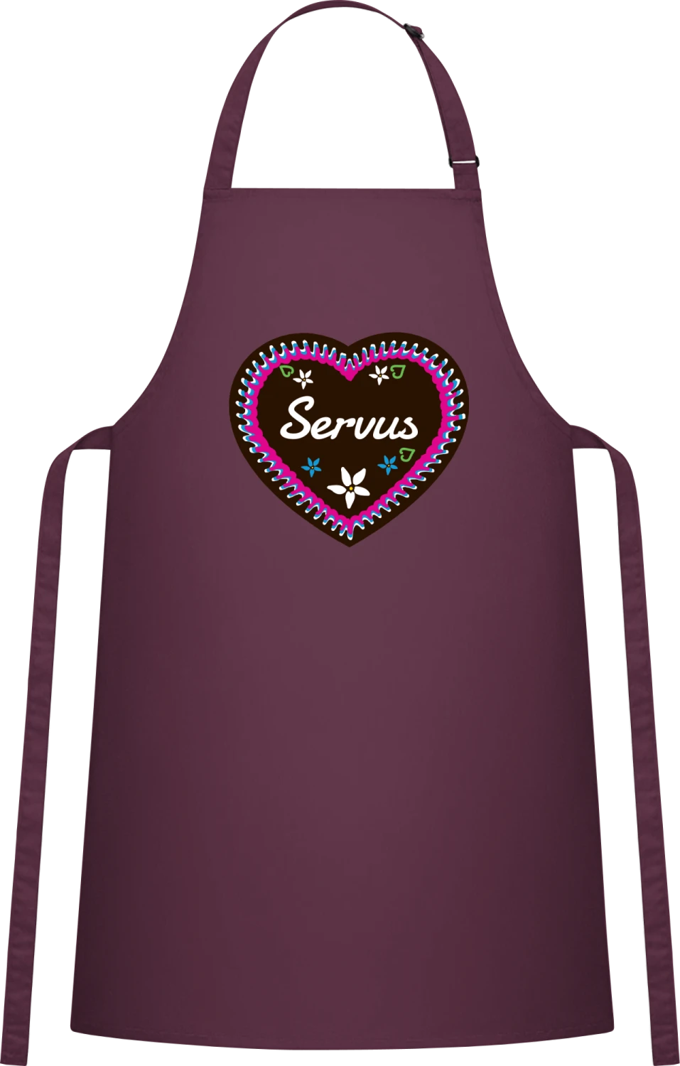 Servus Lebkuchenherz - Aubergine Cotton Bib Apron - Front