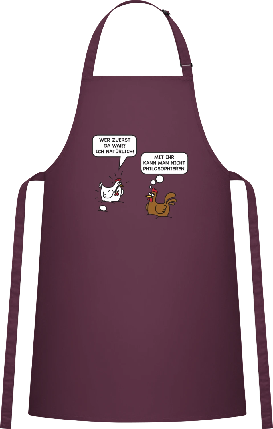 Huhn und das Ei - Aubergine Cotton Bib Apron - Front