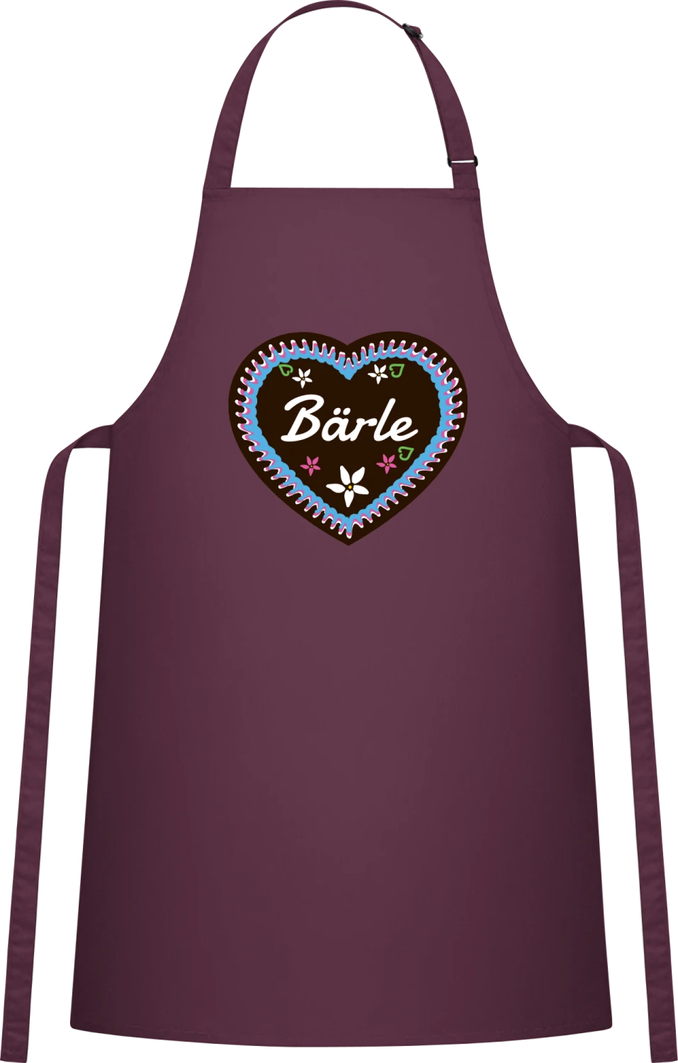 Bärle Lebkuchenherz - Aubergine Cotton Bib Apron - Front