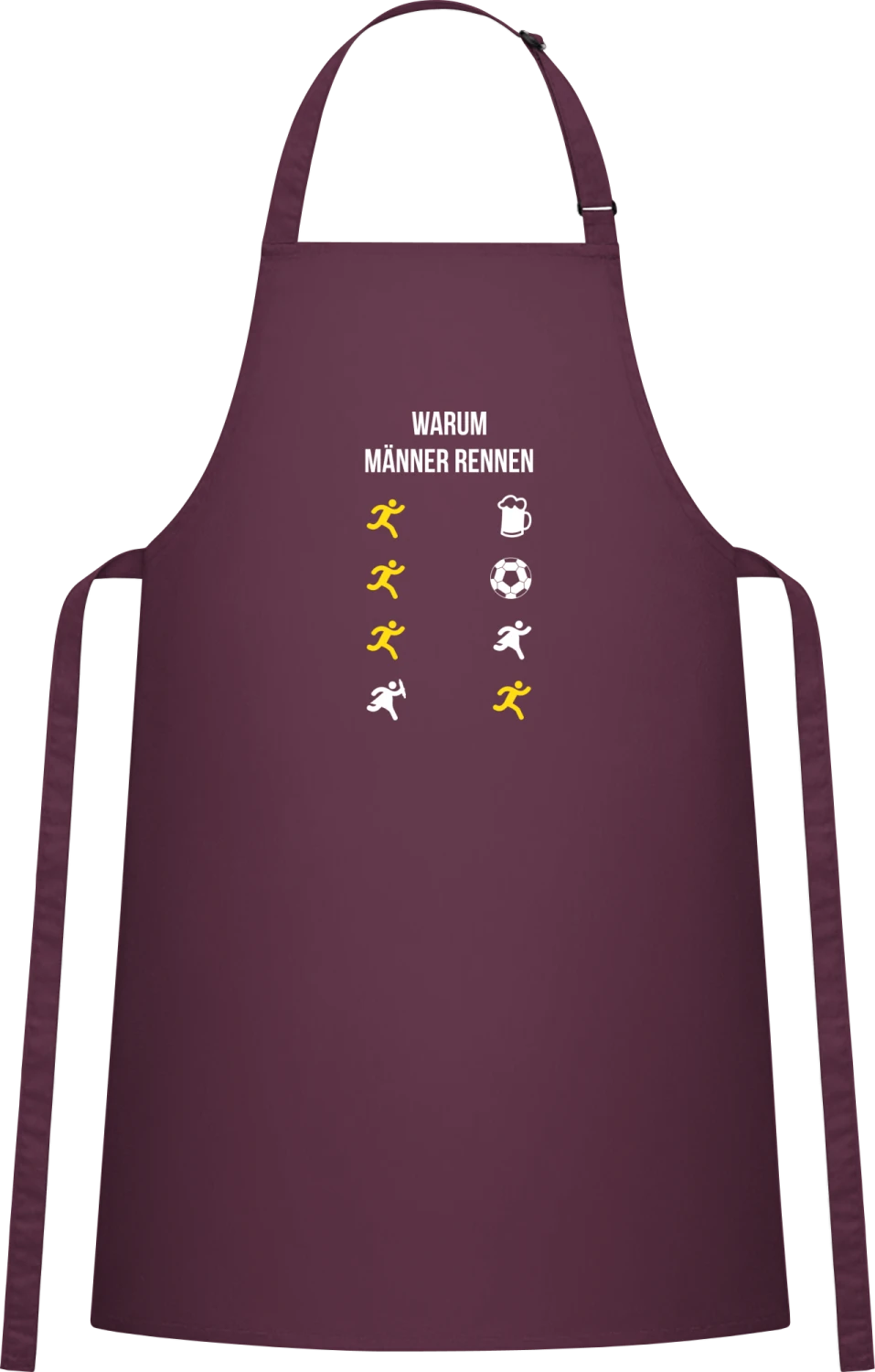 Warum Männer rennen - Aubergine Cotton Bib Apron - Front