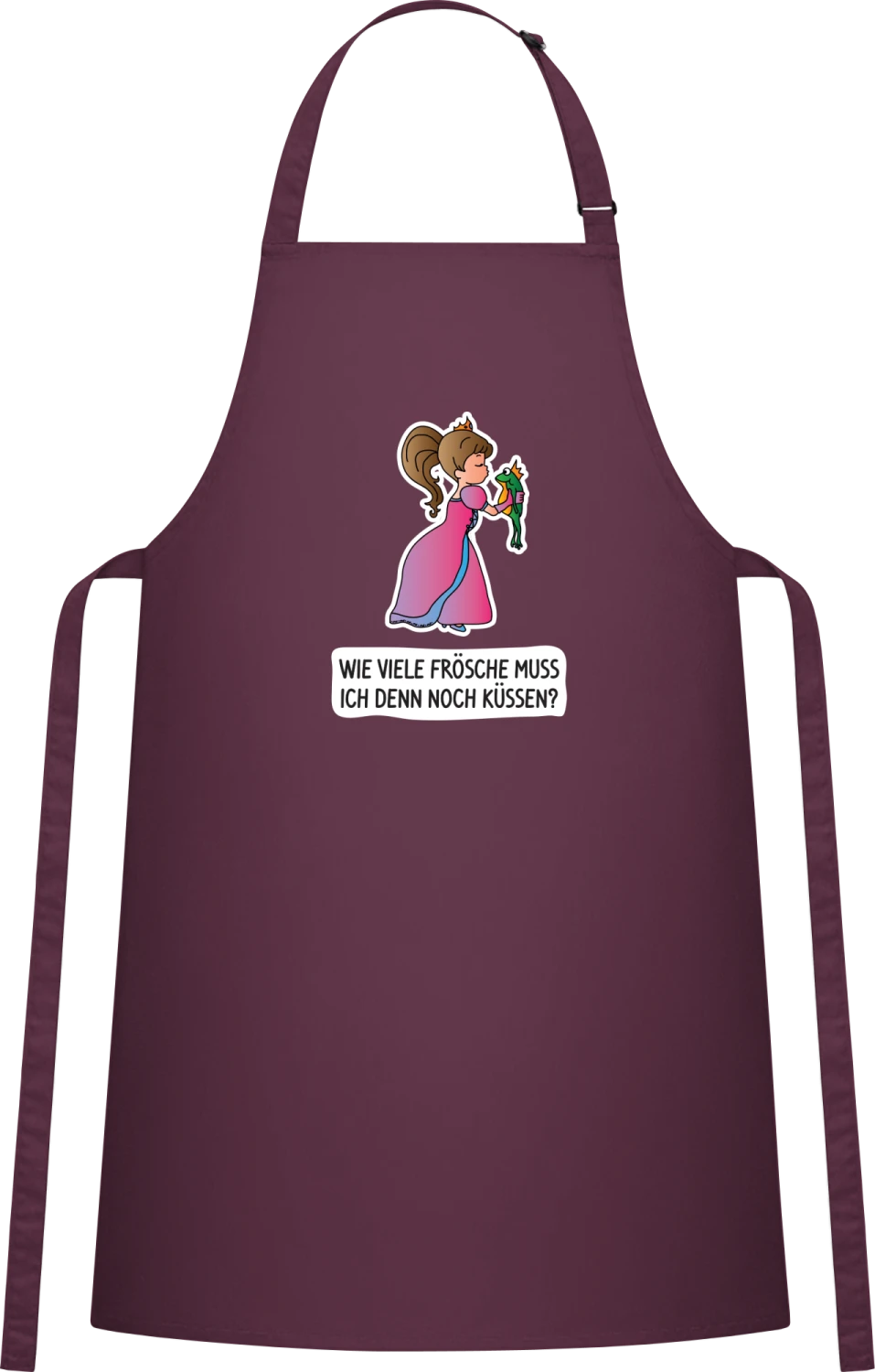 Wie viele Frösche muss ich denn noch küssen - Aubergine Cotton Bib Apron - Front