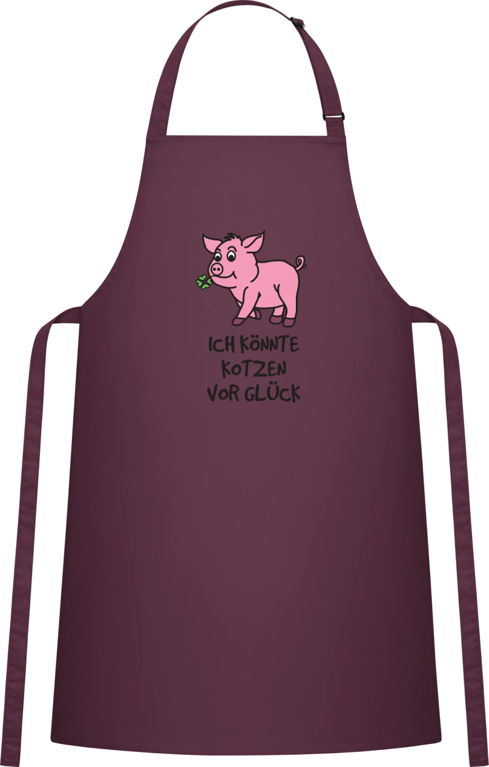 Ich könnte kotzen vor Glück - Aubergine Cotton Bib Apron - Front