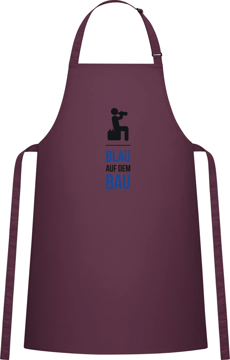 Blau auf dem Bau - Aubergine Cotton Bib Apron - Front