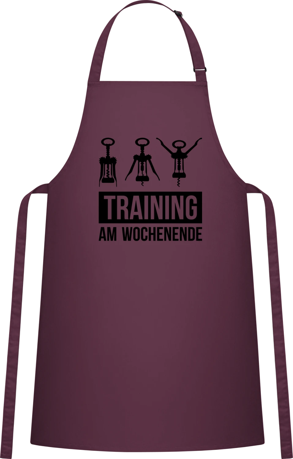 Training am Wochenende - Aubergine Cotton Bib Apron - Front