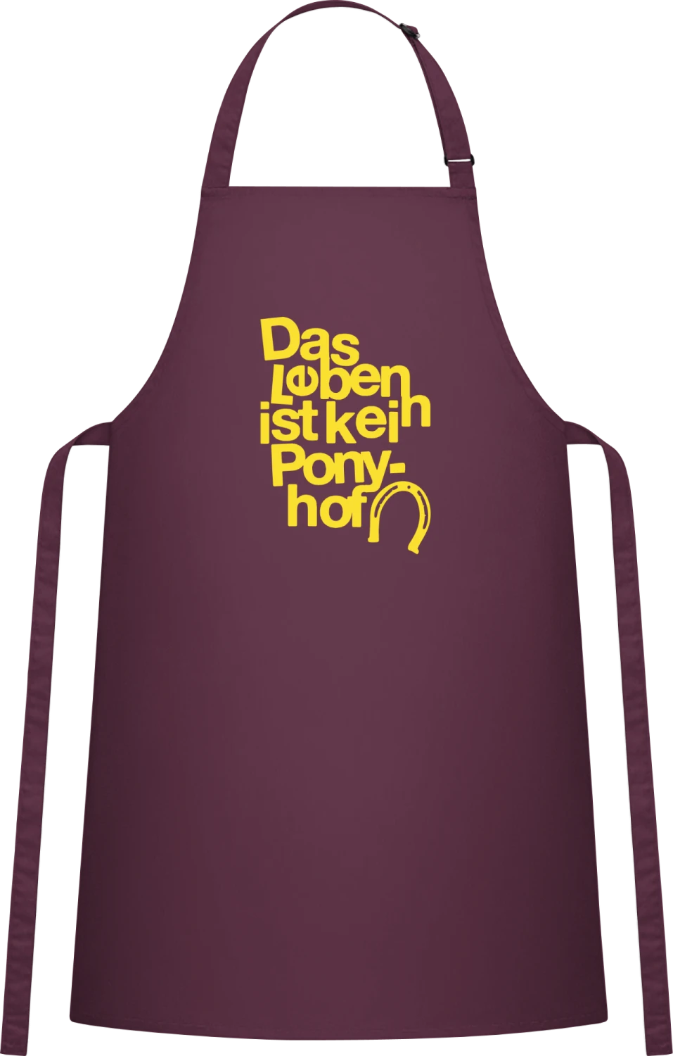 Das Leben Ist Kein Ponyhof - Aubergine Cotton Bib Apron - Front