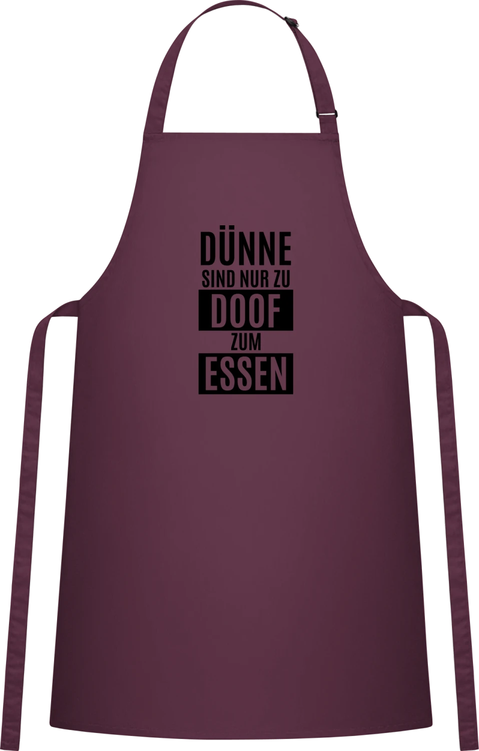 Dünne sind nur zu doof zum essen - Aubergine Cotton Bib Apron - Front