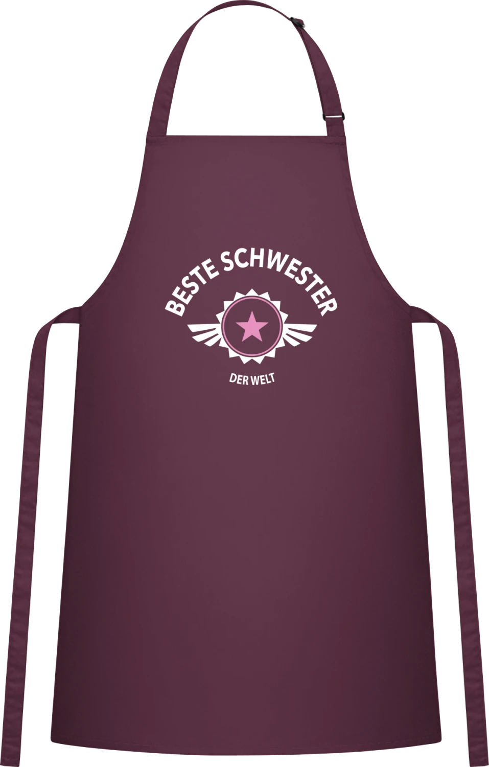 Beste Schwester der Welt - Aubergine Cotton Bib Apron - Front