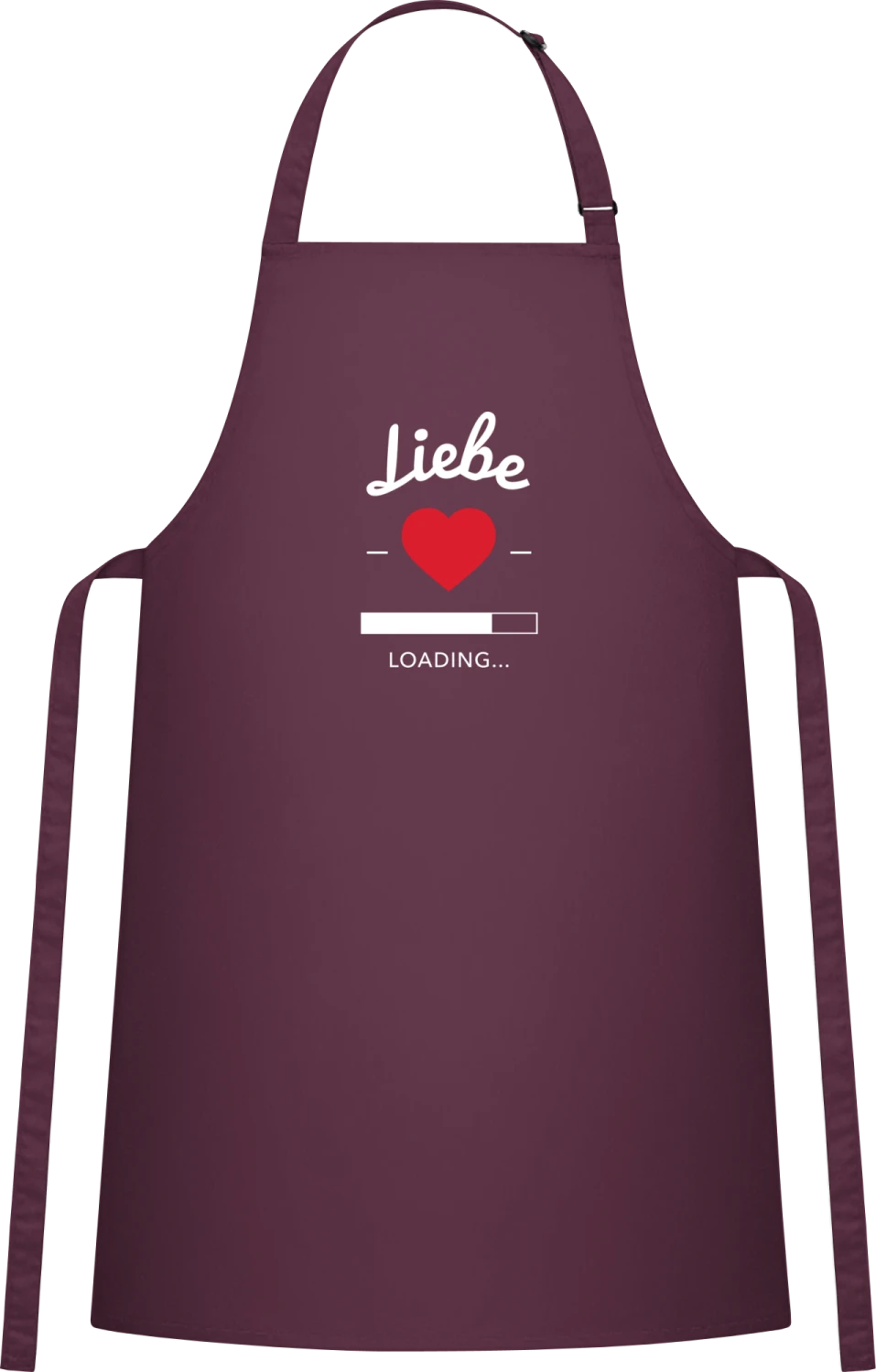 Liebe loading - Aubergine Cotton Bib Apron - Front